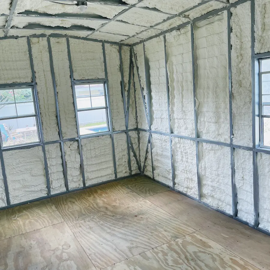 Closed-cell spray foam insulation applied to wall cavities in a residential project in North Sewickley